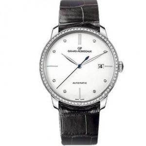 FK Girard Perregaux 1966 -sarja 49525D-53A-1A1-BK6A \ u200bMiesten mekaaninen vyökellon valkoinen levy timantti FK Girard Perregaux 1966 -sarja 49525D-53A-1A1-BK6A \ u200bMiesten mekaaninen vyökellon valkoinen levy timantti