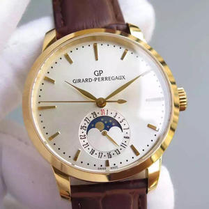 VF Girard Perregaux 1966 -sarjan kuufaasitoimintojen kultainen miesten mekaaninen kello. VF Girard Perregaux 1966 -sarjan kuufaasitoimintojen kultainen miesten mekaaninen kello.