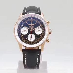 JF tehdas Breitling ilmailun chronograph sarja PVD nousi kultaa 316L ei haalistumaton nahkahihna.