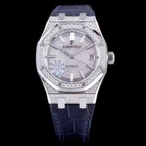 JF AP Audemars Piguet Royal Oak 15452 Gypsophila Diamond Tapauksessa Pari Katsella Flash Blind Mies 41mm halkaisija nainen 37mm JF AP Audemars Piguet Royal Oak 15452 Gypsophila Diamond Tapauksessa Pari Katsella Flash Blind Mies 41mm halkaisija nainen 37mm