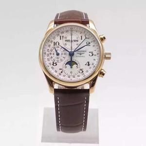 JF Factory Longines Master Moon Vaiheen Kahdeksan Kädet Rose Gold Automaattinen mekaaninen liike Moon Vaiheen toiminto miesten ranneke vyön kellon