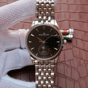 Todellinen versio Jaeger-LeCoultre 1368470 kalenteri ja kuun vaihe musta kasvot malli.