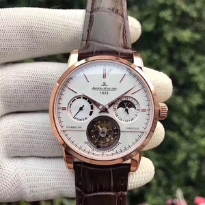 Top Jääkäri-LeCoultre Master Sun Moon Star True Tourbillon automaattinen mekaaninen liike valkoinen pinta