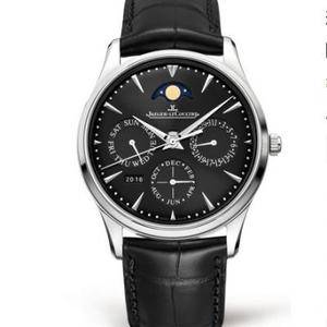 v9 Reissue Jaeger-LeCoultre Ultra-ohut ikuinen kalenteri Master Series Q1308470 Musta levy Mekaaninen Miesten Watch
