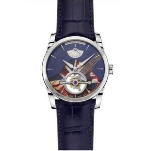 JB Parmigiani Real Tourbillon PFS251-2007000 Sinisen pinnan kineettisen energian näyttövyö manuaalinen mekaaninen mieskello JB Parmigiani Real Tourbillon PFS251-2007000 Sinisen pinnan kineettisen energian näyttövyö manuaalinen mekaaninen mieskello