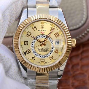 Uudelleen kaiverrettu Rolex Oyster Ikuinen SKY-DWELLER-sarjan Miesten mekaaninen katsella 18k Gold Uudelleen kaiverrettu Rolex Oyster Ikuinen SKY-DWELLER-sarjan Miesten mekaaninen katsella 18k Gold