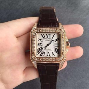 V6 Factory Cartier Santos Rose Gold Full Diamond Medium Hyvät mekaaninen katsella V6 Factory Cartier Santos Rose Gold Full Diamond Medium Hyvät mekaaninen katsella