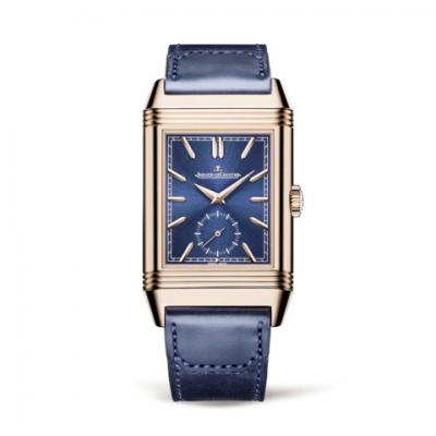 MG Jaeger LeCoultre Reverso Tribute kaksipuolinen dual aikavyöhyke flip watch 398258J miesten manuaalinen mekaaninen katsella sininen levy 