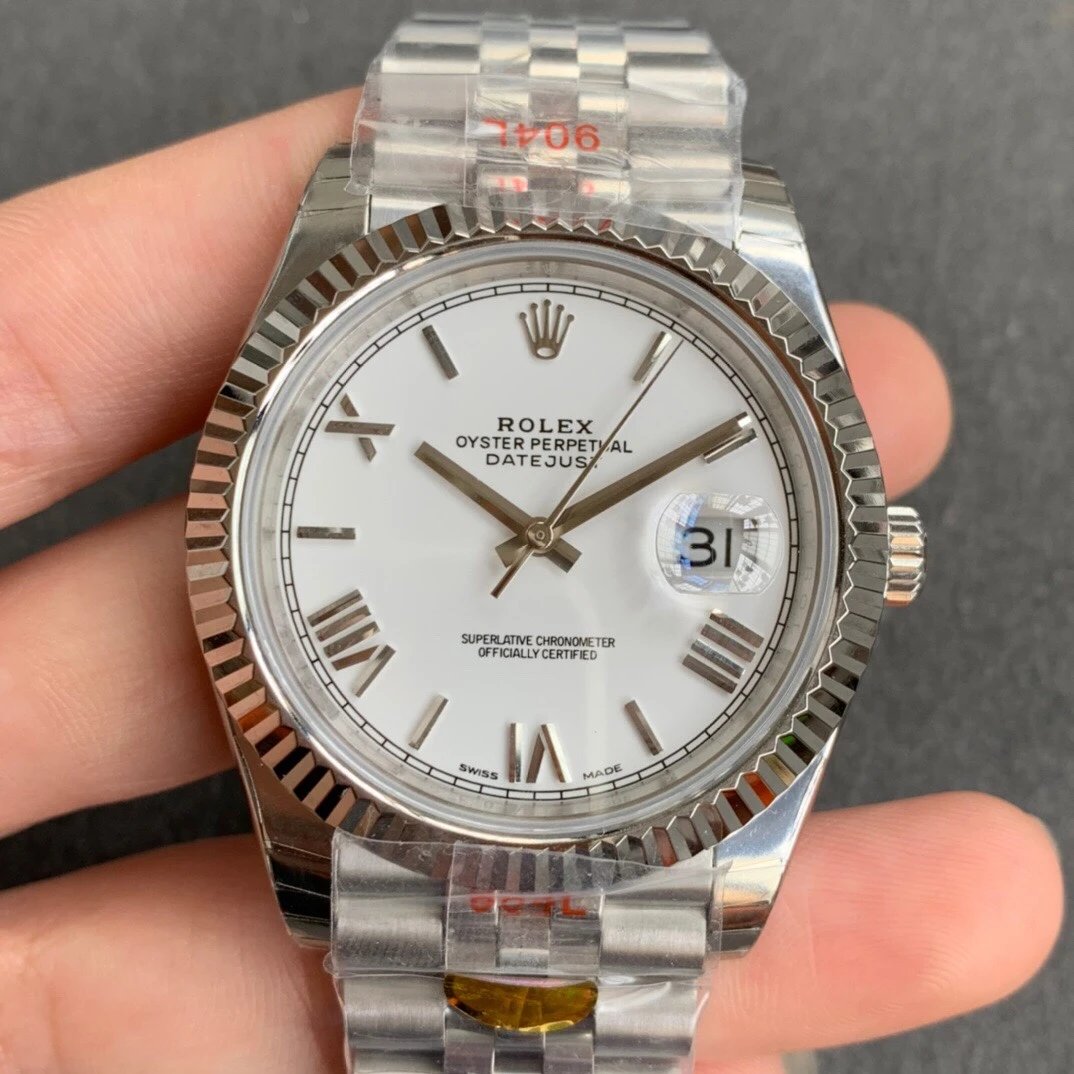 N tehdas uusi replica Rolex Datejust 904 teräs versio miesten mekaaninen katsella (valkoinen levy) viisi helmiä 