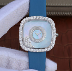 KG Chopard (Chopard) SRAITH DIAMONDS HAPPY 204368-1001 faire cearnach na mban Reissue KG Chopard (Chopard) SRAITH DIAMONDS HAPPY 204368-1001 faire cearnach na mban Reissue