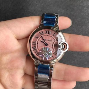 V6 Factory Cartier Blue Balloon Pink Face Quartz Ladies Watch Burning Blue Steel Needle. V6 Factory Cartier Blue Balloon Pink Face Quartz Ladies Watch Burning Blue Steel Needle.