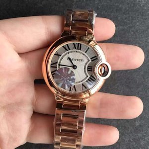 V6 factory Cartier blue balloon 33 ladies quartz watch full rose gold