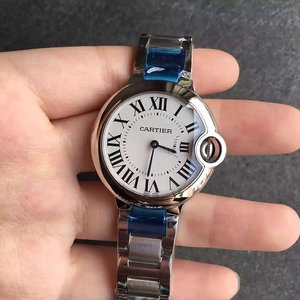 V6 factory Cartier blue balloon ladies quartz 33mm pure white face watch V6 factory Cartier blue balloon ladies quartz 33mm pure white face watch